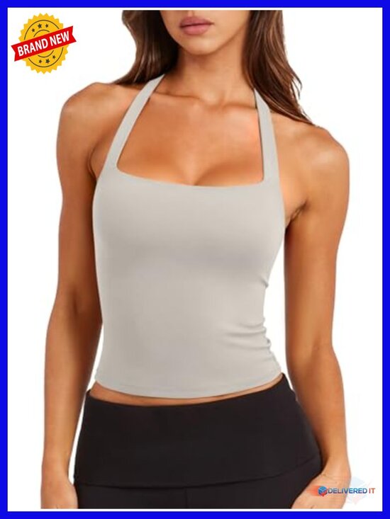 Other - Halter Sports Bra Workout Top Sleeveless Tank Crop Top Backless Longline